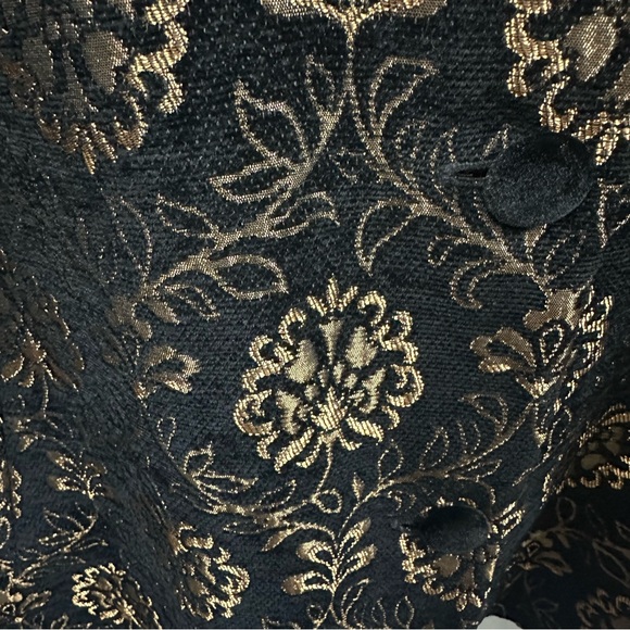 Laura Ashley Black Bronze Tapestry and Velvet Button Up Peacoat Jacket Womens L - Picture 11 of 13